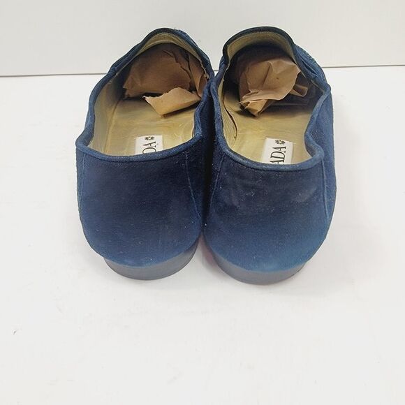 Escada Midnight Blue Signature 'E'  Velour Moccasin Loafers Size 11 - Picture 4 of 10
